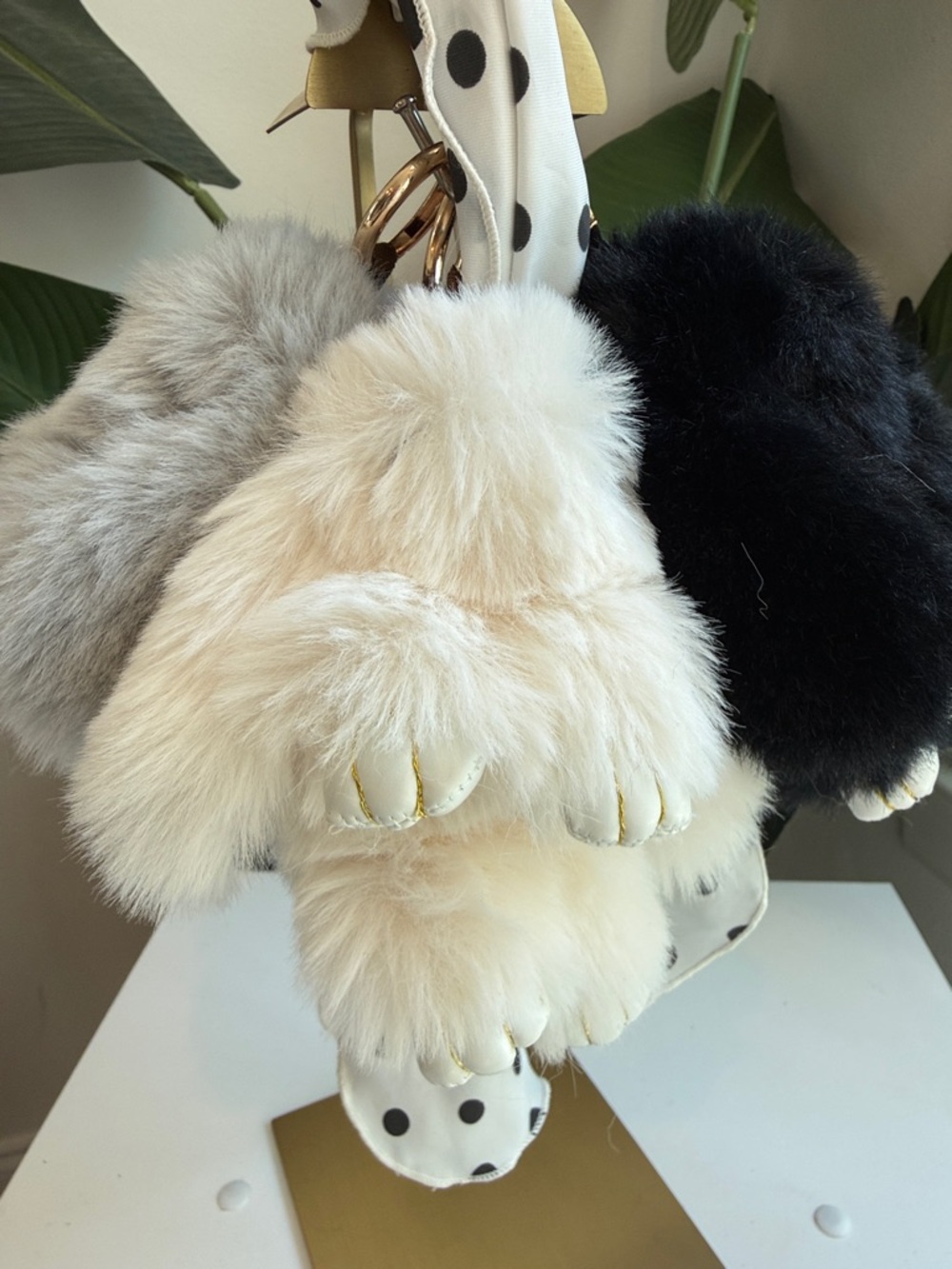 Fluffy Bunny Keychain Bag Charm - Picture 4 of 6